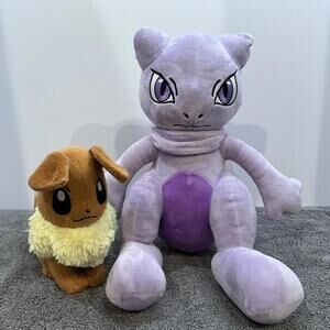 Set Of Pokemon Mewtwo (11.5inch) And Eevee(7inch) Plush Toys. Pre-owned